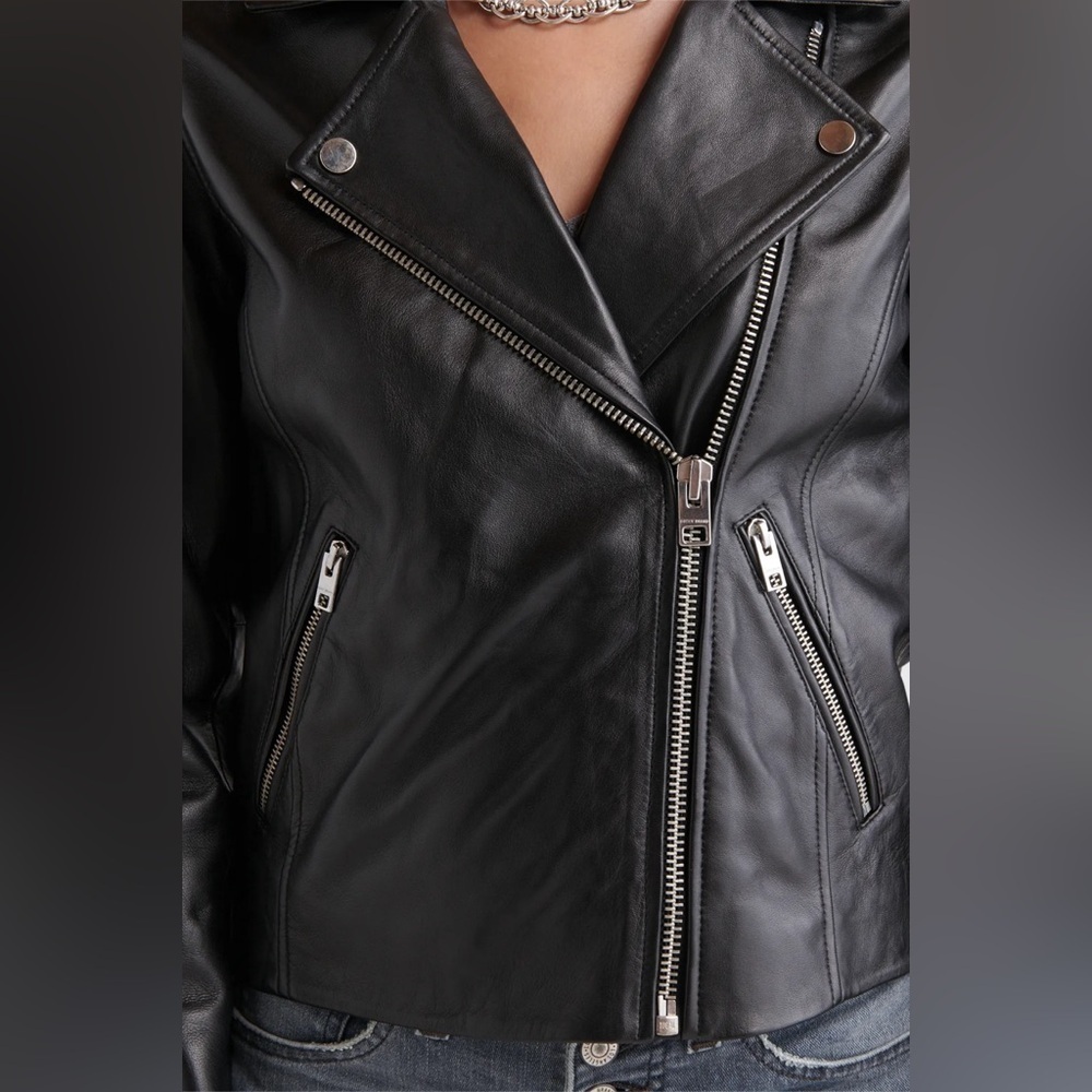 Lucky Brand Classic Lamb Leather Moto Jacket EUC - Picture 3 of 10